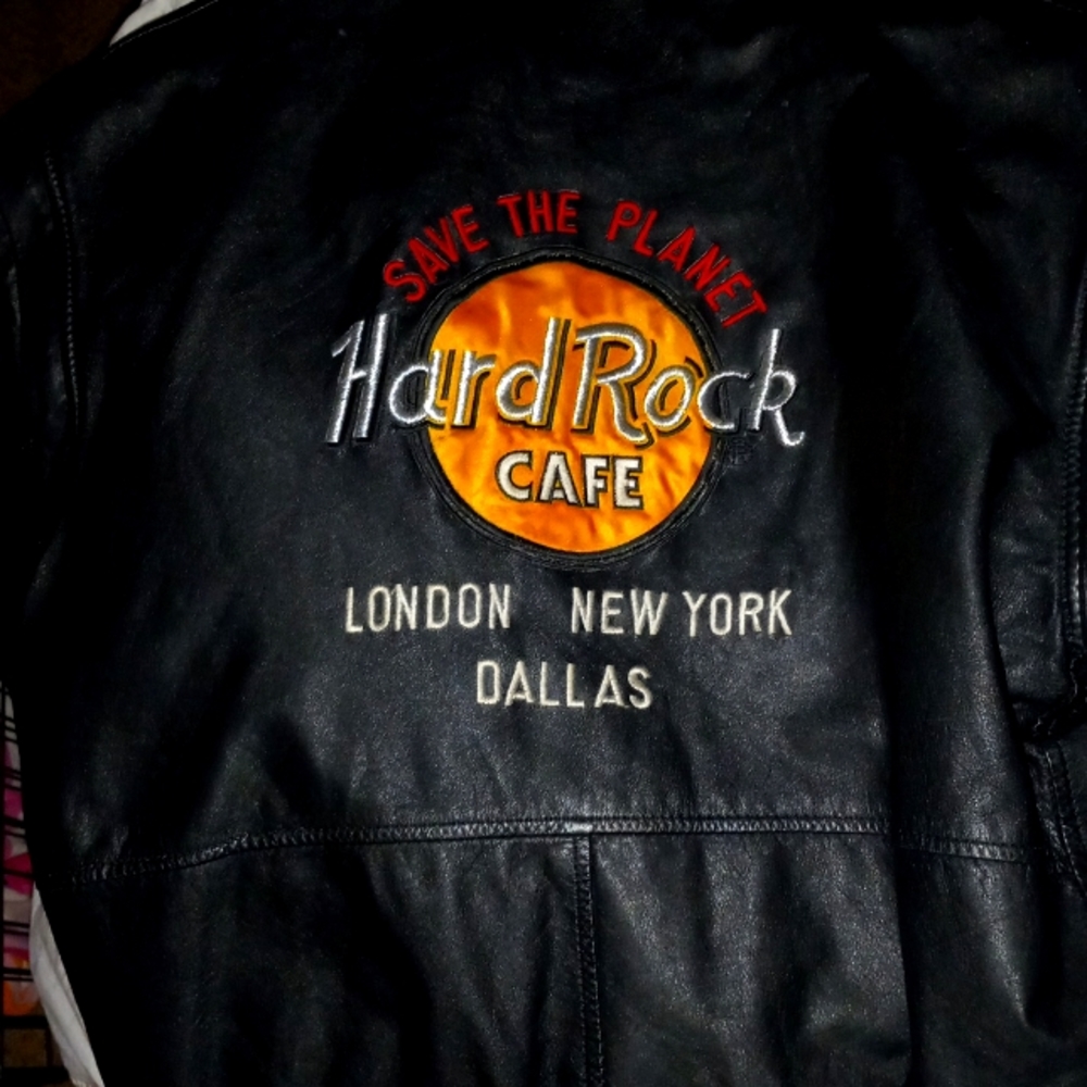 I am selling a Hard Rock Cafe Concepts By moricci leather black jacket. Small